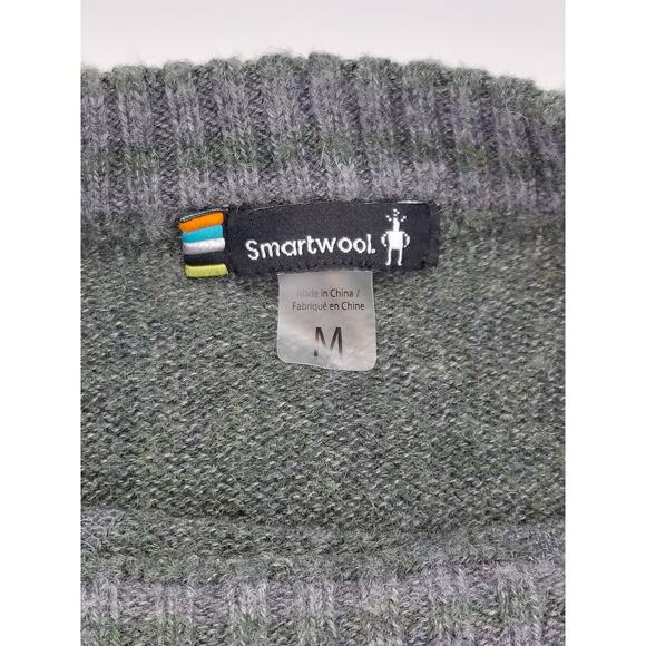 Smart Wool Ripple Ridge Ribbed Mens Green Wool Blend Pullover Soft Sweater Sz M - Picture 3 of 10